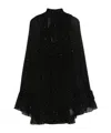 Staud Roux Crystal-embellished Gathered Crepon Mini Dress In Black