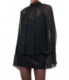 Staud Roux Crystal-embellished Gathered Crepon Mini Dress In Black