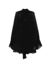 Staud Roux Crystal-embellished Gathered Crepon Mini Dress In Black