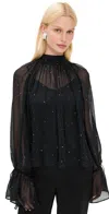 Staud Roux Crystal-embellished Gathered Crepon Mini Dress In Black