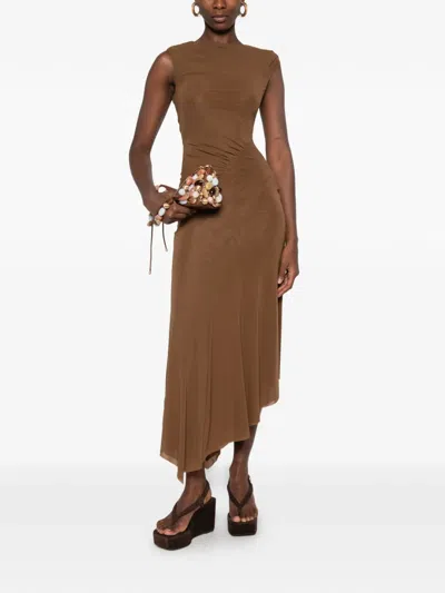 Staud Amaris Chiffon Maxi Dress In Brown