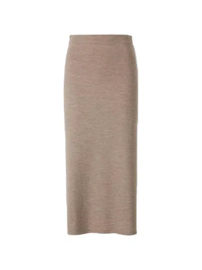 Staud Ruched Knitted Skirt In Brown