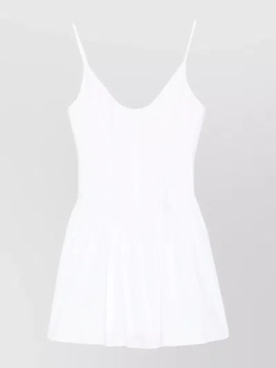 Staud Ruched Mini Dress Low Rise Straps In White