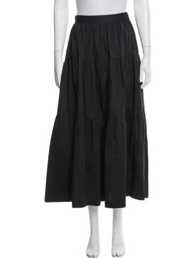 Pre-owned Staud Ruffle Embellishment Long Skirt In Black