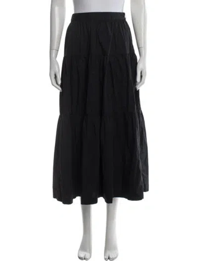 Pre-owned Staud Ruffle Embellishment Long Skirt In Black