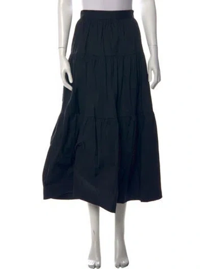 Pre-owned Staud Ruffle Embellishment Long Skirt In Black