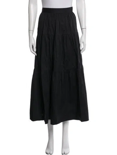 Pre-owned Staud Ruffle Embellishment Long Skirt In Black