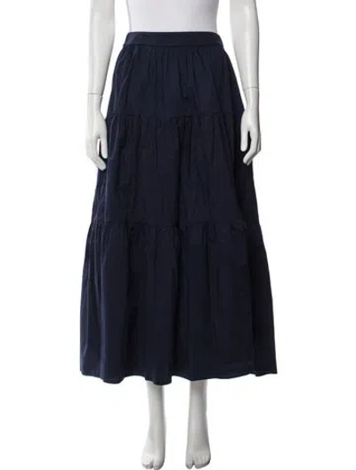 Pre-owned Staud Ruffle Embellishment Long Skirt In Blue