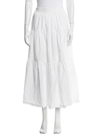 Pre-owned Staud Ruffle Embellishment Long Skirt In White
