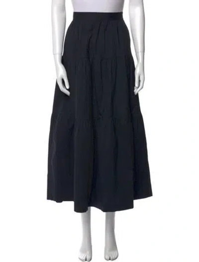 Pre-owned Staud Ruffle Embellishment Midi Length Skirt In Black