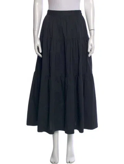 Pre-owned Staud Ruffle Embellishment Midi Length Skirt In Black