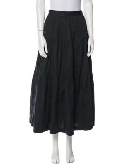 Pre-owned Staud Ruffle Embellishment Midi Length Skirt In Black