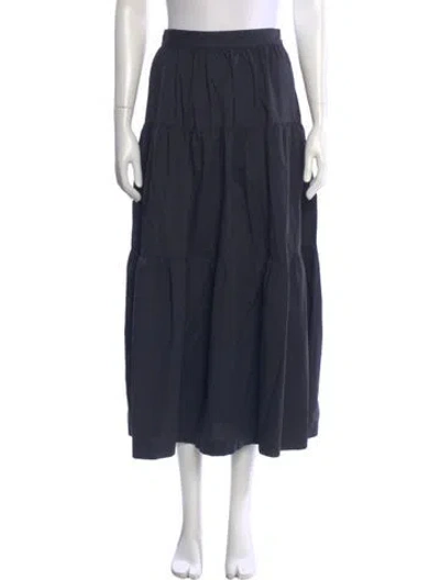 Pre-owned Staud Ruffle Embellishment Midi Length Skirt In Black