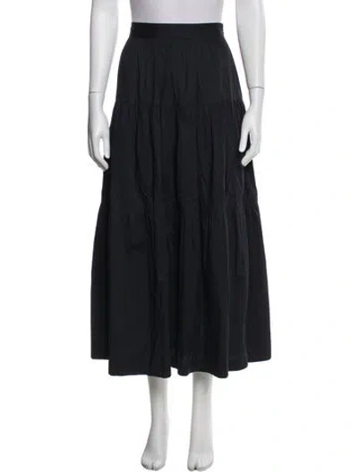 Pre-owned Staud Ruffle Embellishment Midi Length Skirt In Black