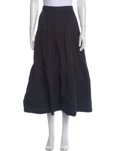 Pre-owned Staud Ruffle Embellishment Midi Length Skirt In Blue