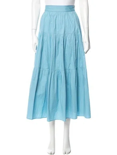 Pre-owned Staud Ruffle Embellishment Midi Length Skirt In Blue