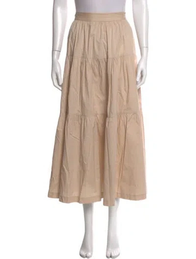 Pre-owned Staud Ruffle Embellishment Midi Length Skirt In Neutrals