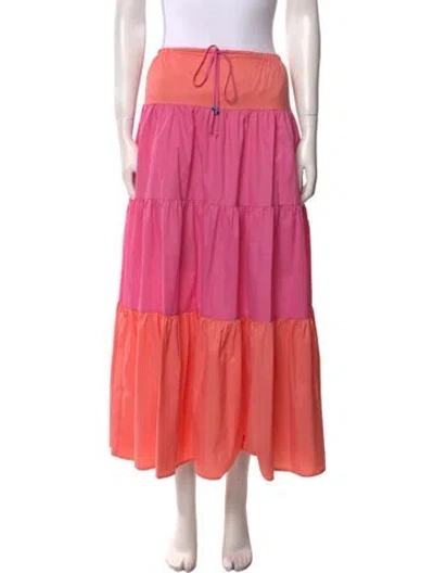 Pre-owned Staud Ruffle Embellishment Midi Length Skirt In Pink