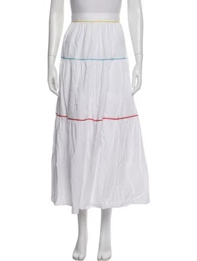 Pre-owned Staud Ruffle Embellishment Midi Length Skirt In White