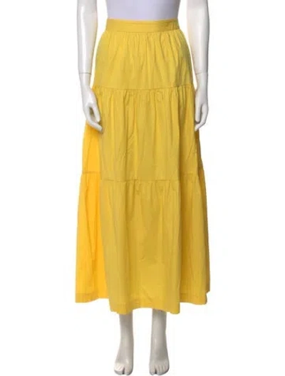 Pre-owned Staud Ruffle Embellishment Midi Length Skirt In Yellow