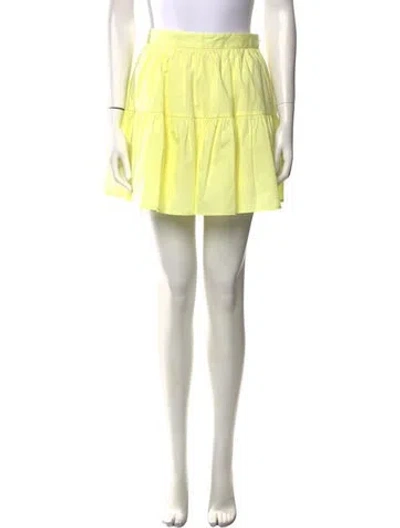 Pre-owned Staud Ruffle Embellishment Mini Skirt W/ Tags In Yellow
