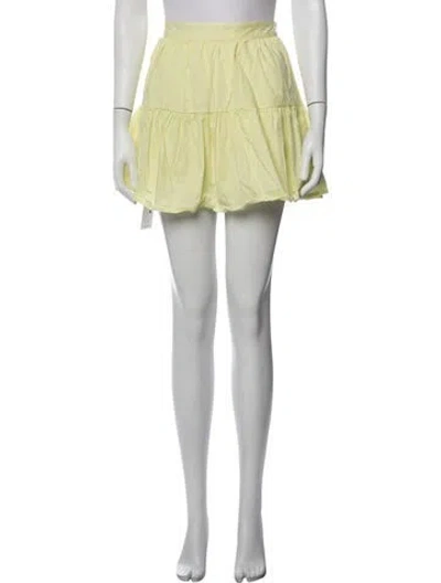 Pre-owned Staud Ruffle Embellishment Mini Skirt In Yellow