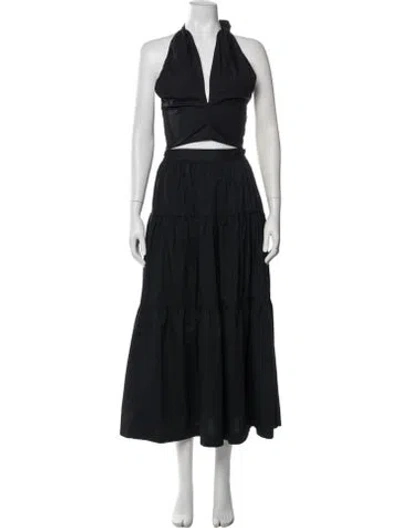 Pre-owned Staud Ruffle Embellishment Skirt Set In Black