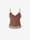 Staud Ruffled Spaghetti-strap Blouse In Brown