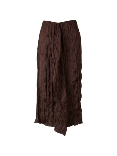 Staud Ruffled Midi Skirt In Brown