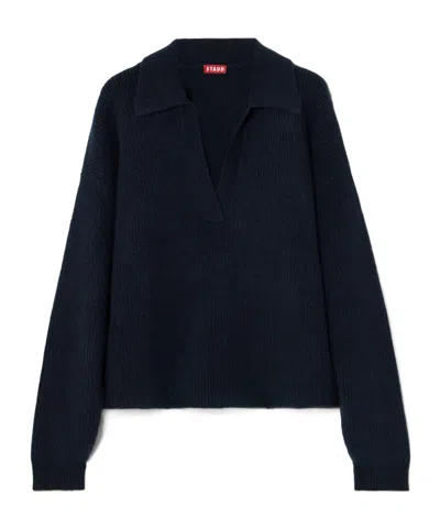Staud Ruston Ribbed Knit Sweater In Blue