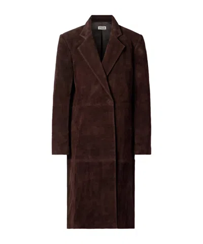 Staud Sabine Suede Coat In Brown