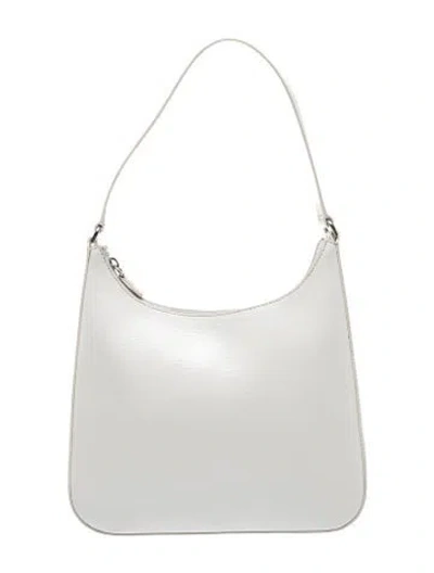 Pre-owned Staud Saffiano Leather Shoulder Bag In White