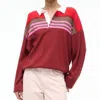 Staud Sail Polo Knit Top In Cardinal Stripe In Multi