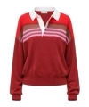 Staud Sail Polo Knit Top In Cardinal Stripe In Red