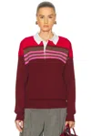 Staud Sail Polo Knit Top In Cardinal Stripe In Multi