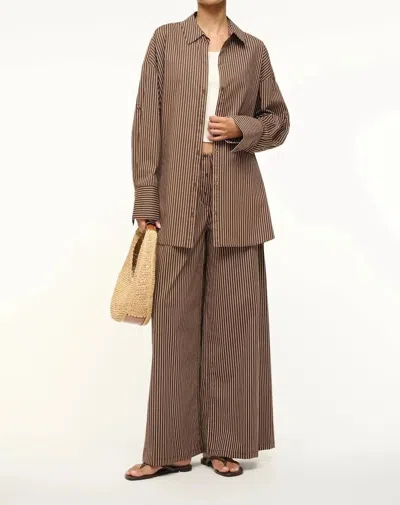 Staud Sandbar Top In Dark Oak Micro Stripe In 褐色