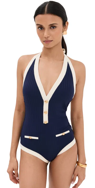 Staud Sandy One Piece Navy/ivory