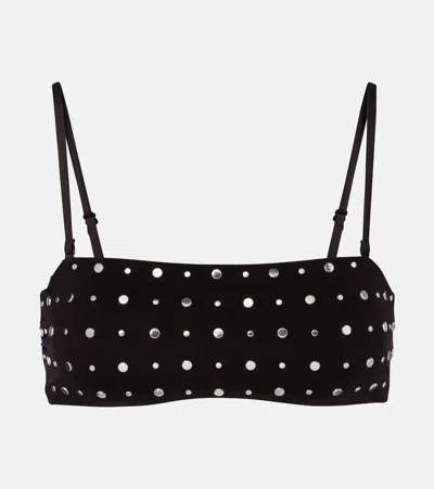 Staud Sara Strapless Studded Bikini Top In Brown