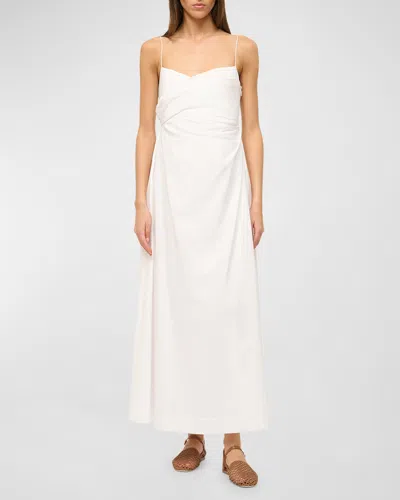 Staud Sarah Cotton Poplin Sleeveless A-line Maxi Dress In White