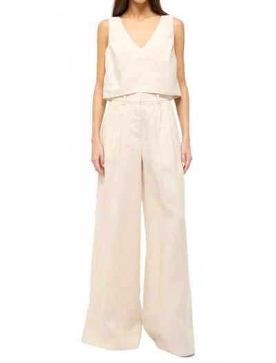 Staud Sasha Linen Pant In Natural In White