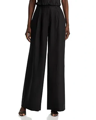 Staud Sasha Wide-leg Linen Pants In Black