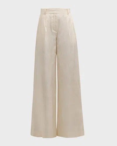 Staud Sasha Wide-leg Silk Pants In Ivory