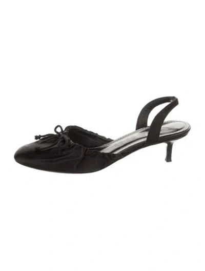 Pre-owned Staud Satin Bow Accents Slingback Pumps In Black