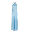 Staud Cadence Beaded Satin Gown In Blue