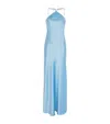 Staud Cadence Beaded Satin Gown In Blue