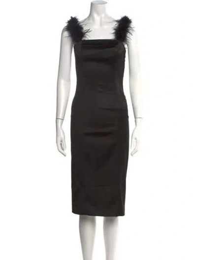 Pre-owned Staud Satin Knee-length Dress In Black