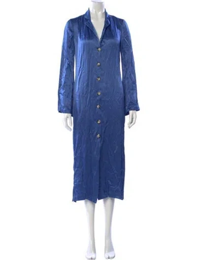 Pre-owned Staud Satin Long Dress In Blue