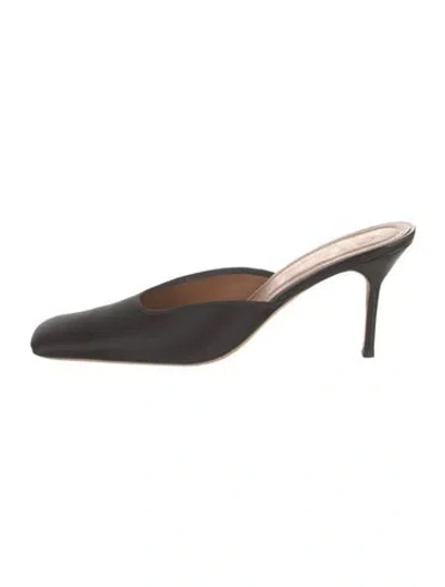 Pre-owned Staud Satin Mules In Black