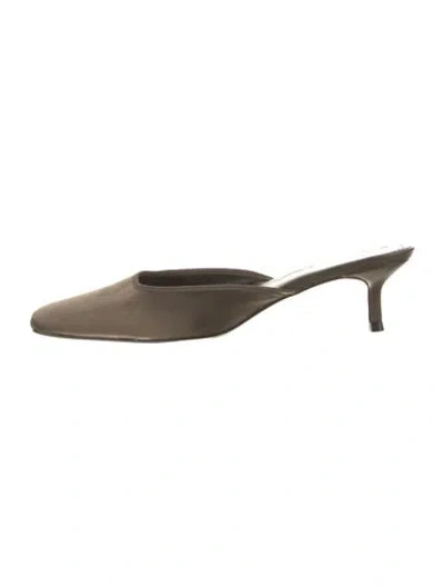 Pre-owned Staud Satin Mules In Green