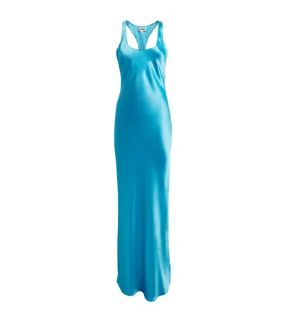 Staud Satin Racerback Juanita Maxi Dress In Blue